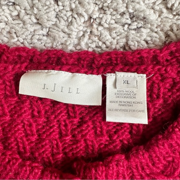 Bell sleeve wool sweater cardigan J.Jill burgundy - Picture 5 of 7